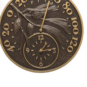 Whitehall Products Pinecone Thermometer Clock, French Bronze